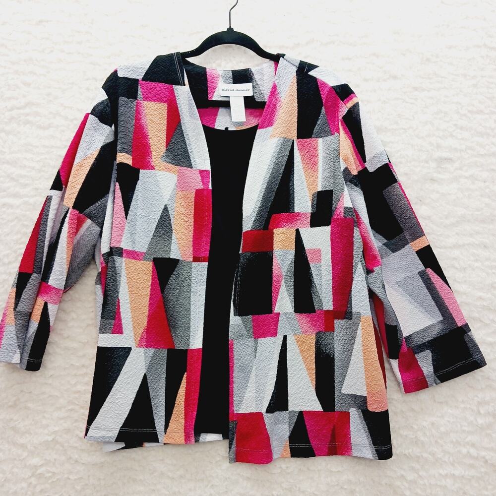 Blouse Layered Geometric Office Siren Colorblock Modern Artsy Capsule Chic Sz L